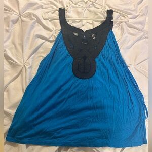 Express Black and Blue Textured Top